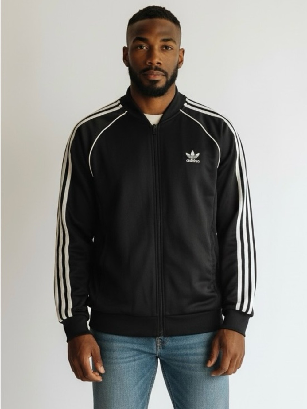 adidas Originals SST Black Track Jacket Men Women Medium White 3-Stripes Trefoil